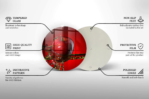 Chopping board glass Apple fruit in water