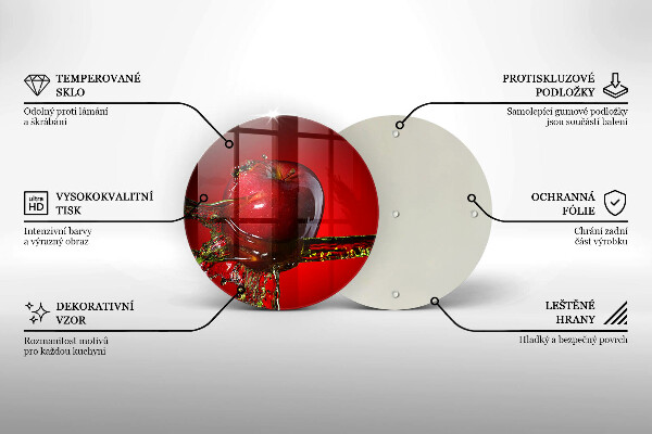 Chopping board glass Apple fruit in water