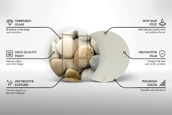 Chopping board glass Oval stone pattern