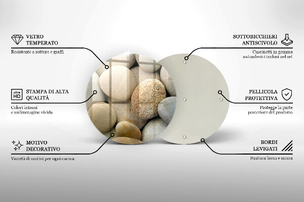 Chopping board glass Oval stone pattern
