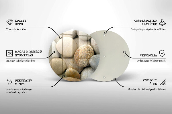 Chopping board glass Oval stone pattern
