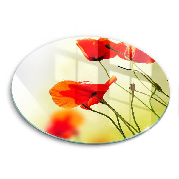 Chopping board glass Red flowers