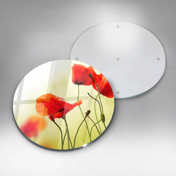 Chopping board glass Red flowers