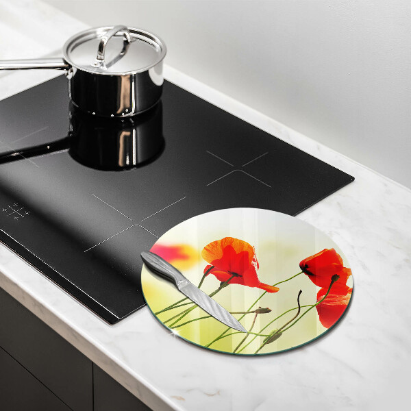 Chopping board glass Red flowers