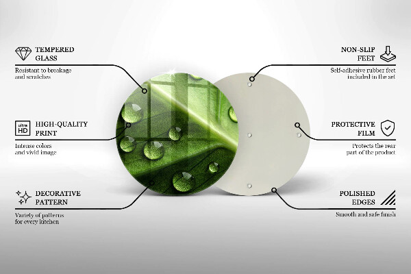 Chopping board glass Nature Rosa and Leaf