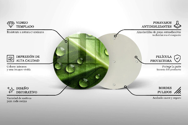 Chopping board glass Nature Rosa and Leaf