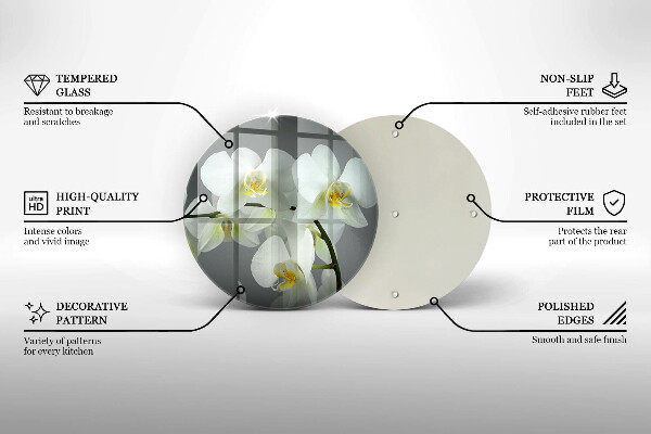 Chopping board glass White orchid flowers