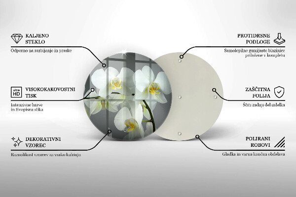 Chopping board glass White orchid flowers