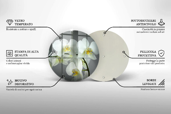 Chopping board glass White orchid flowers