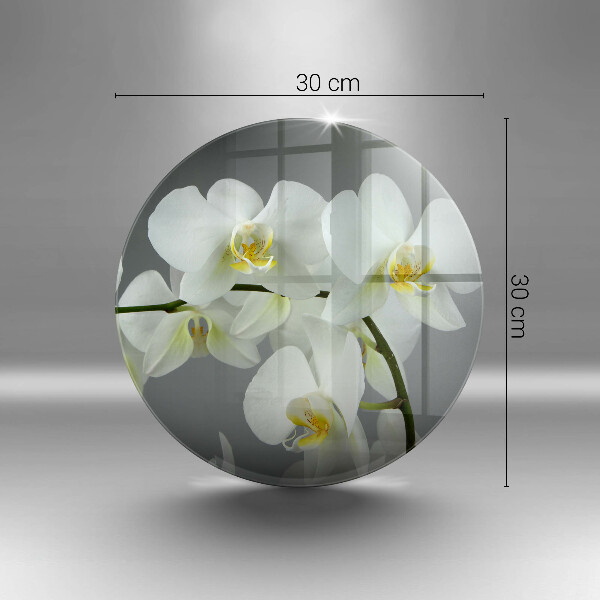 Chopping board glass White orchid flowers
