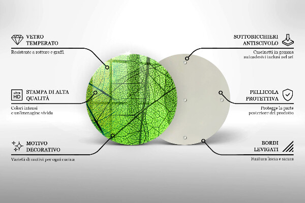 Chopping board glass Natura leaves