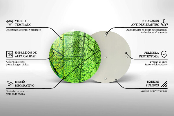 Chopping board glass Natura leaves