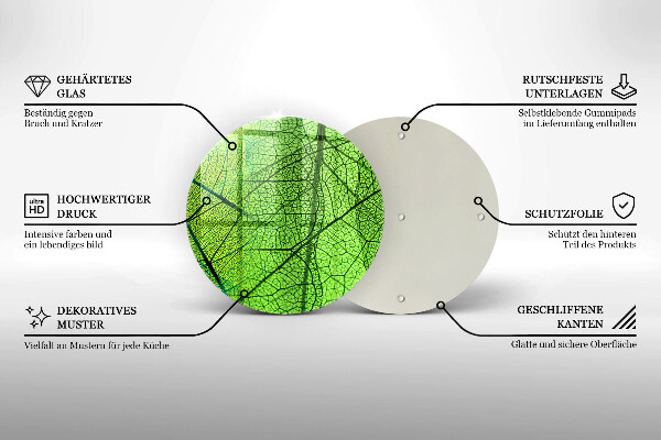 Chopping board glass Natura leaves