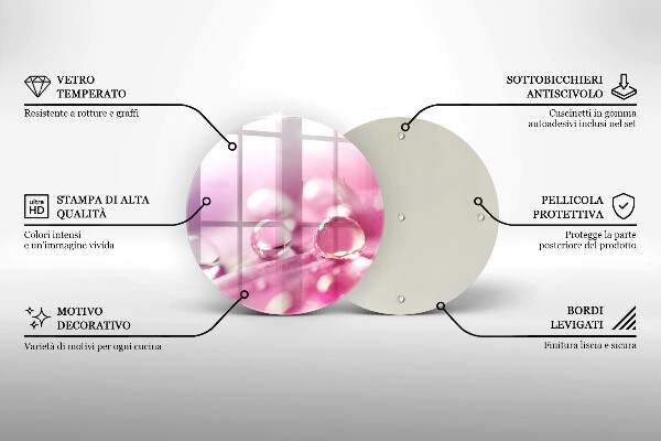 Chopping board glass Rosa flower petals