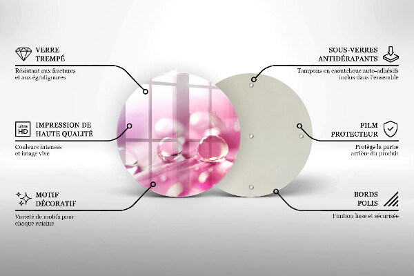 Chopping board glass Rosa flower petals