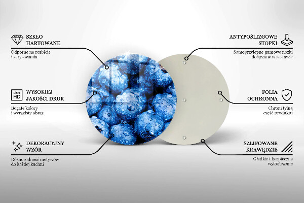 Chopping board glass Juicy blueberries