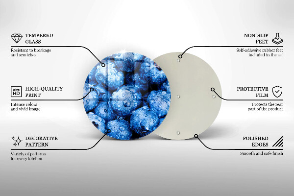 Chopping board glass Juicy blueberries