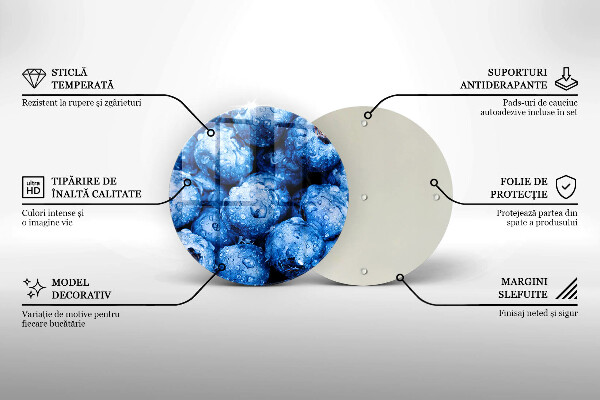 Chopping board glass Juicy blueberries