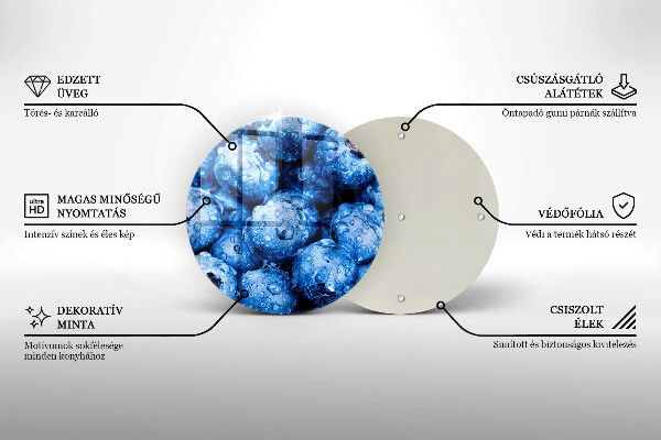 Chopping board glass Juicy blueberries