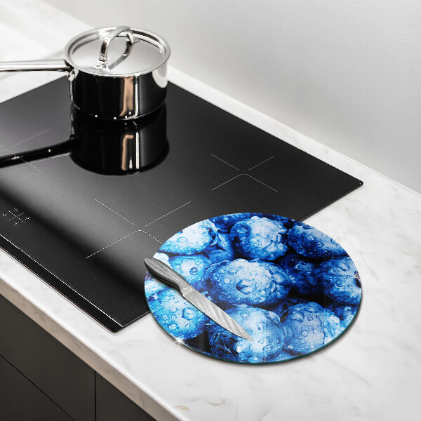 Chopping board glass Juicy blueberries