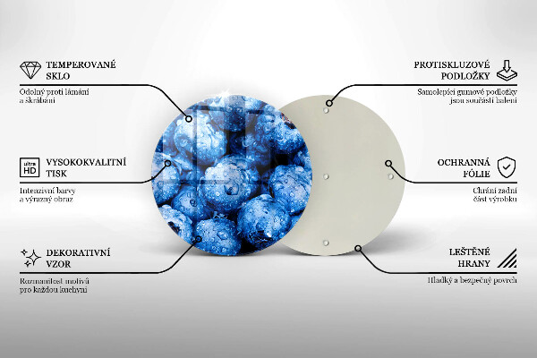 Chopping board glass Juicy blueberries