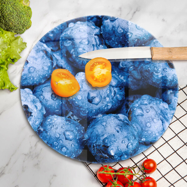 Chopping board glass Juicy blueberries