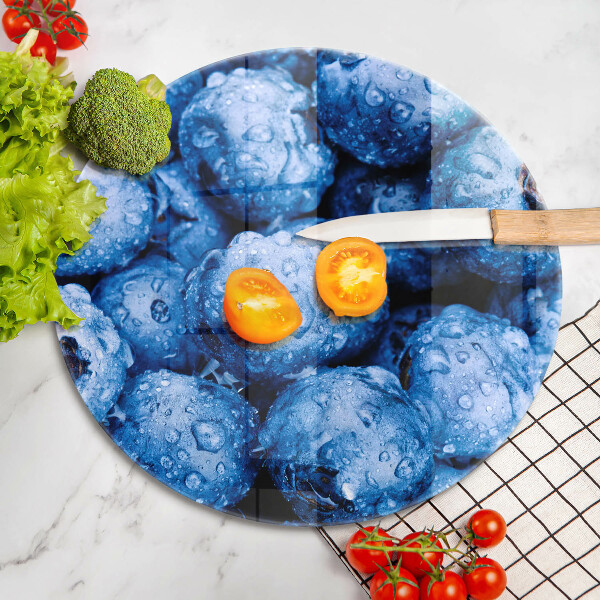 Chopping board glass Juicy blueberries