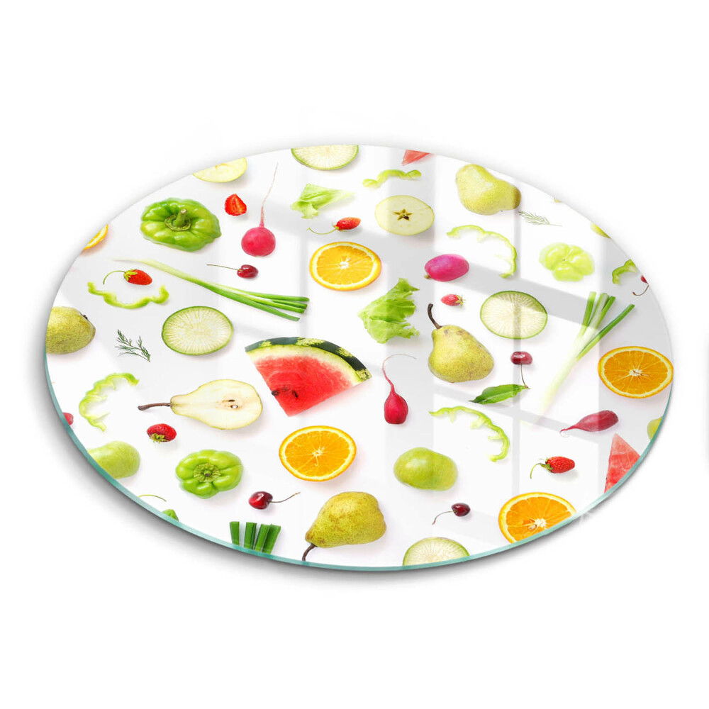 Chopping board glass Fruit and vegetables pattern