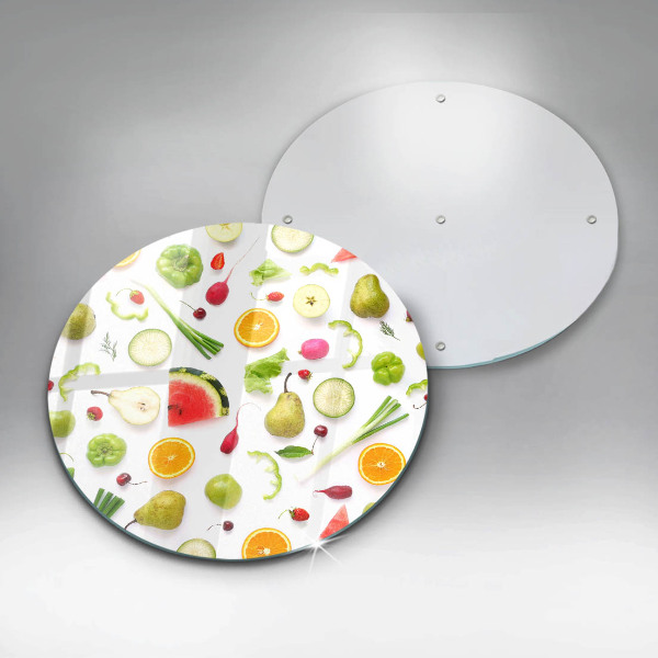Chopping board glass Fruit and vegetables pattern