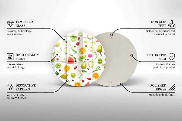 Chopping board glass Fruit and vegetables pattern