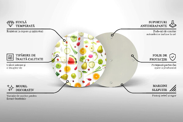 Chopping board glass Fruit and vegetables pattern