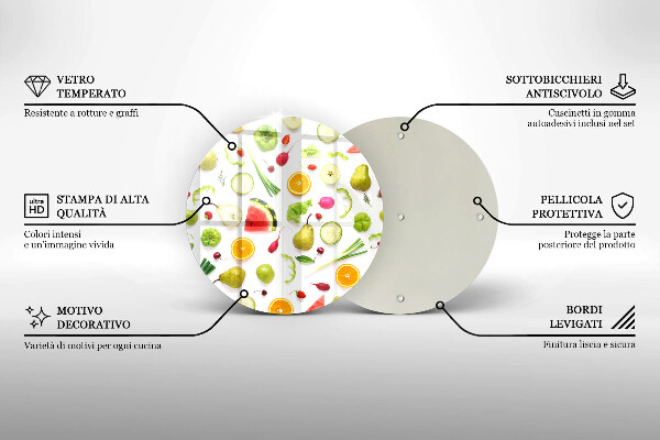Chopping board glass Fruit and vegetables pattern