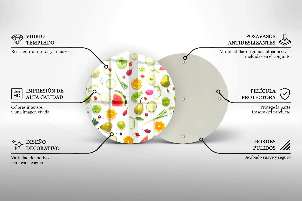 Chopping board glass Fruit and vegetables pattern