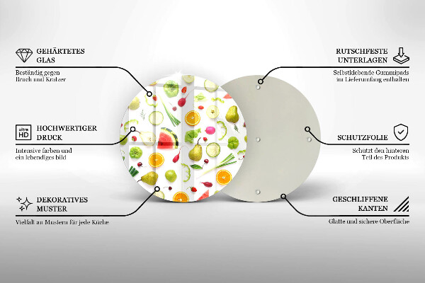 Chopping board glass Fruit and vegetables pattern