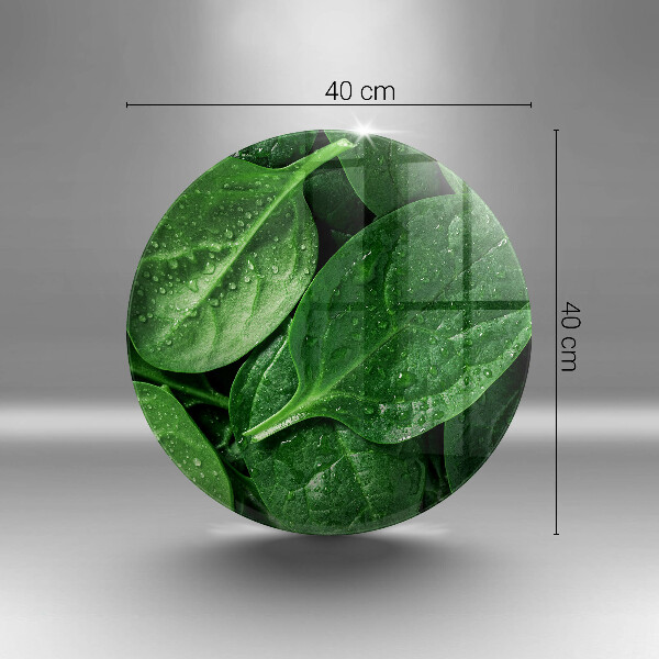 Chopping board glass Basil leaves