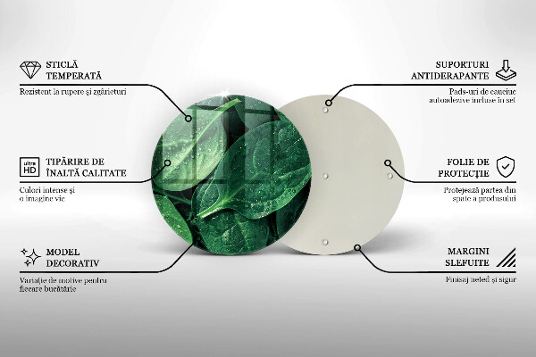 Chopping board glass Basil leaves