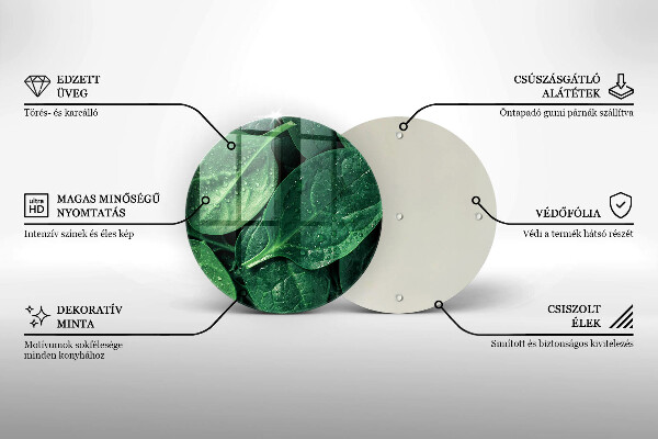 Chopping board glass Basil leaves