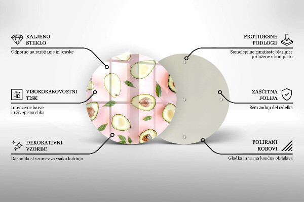 Chopping board glass Avocado pattern