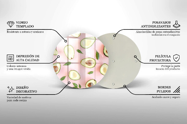 Chopping board glass Avocado pattern