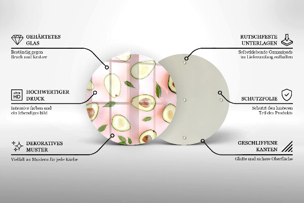 Chopping board glass Avocado pattern