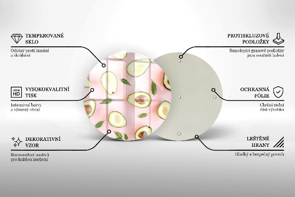 Chopping board glass Avocado pattern