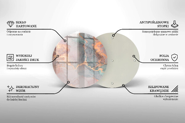 Chopping board glass Marble with gold