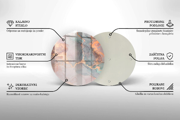Chopping board glass Marble with gold
