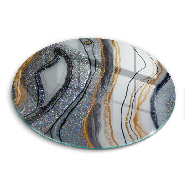 Glass cutting board Rock with gold