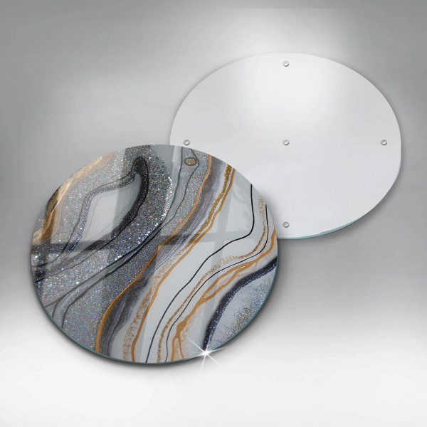 Glass cutting board Rock with gold