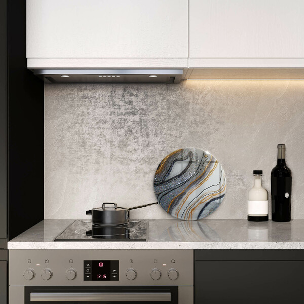 Glass cutting board Rock with gold