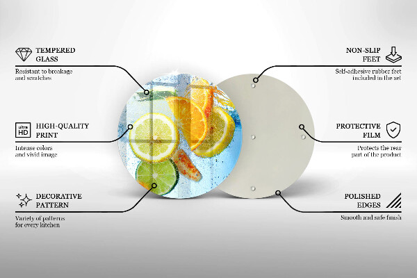 Chopping board glass Juicy citrus water
