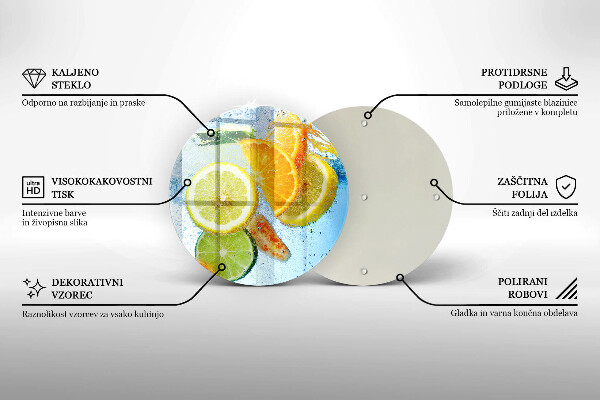Chopping board glass Juicy citrus water