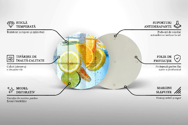 Chopping board glass Juicy citrus water