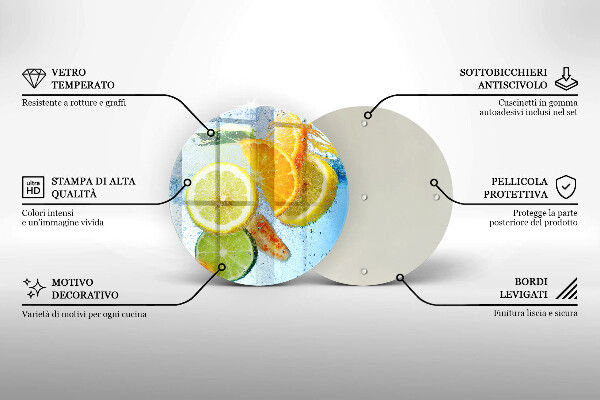 Chopping board glass Juicy citrus water